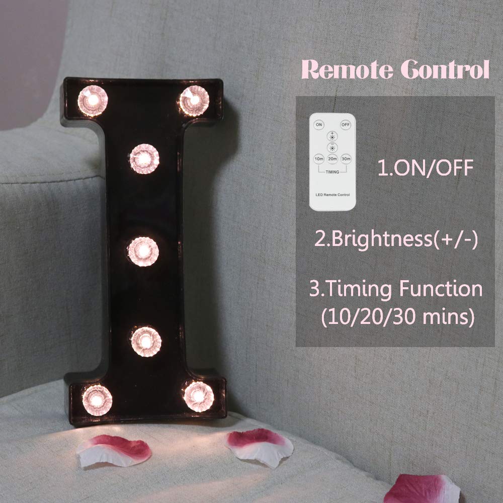 LED Black Alphabet Marquee Letters Sign Light Up Marquee Number Letter Lights Sign with Diamond Bulb for Night Light Home Bar Ch